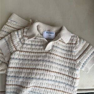 Old Navy Cream and Brown Knit baby outfit